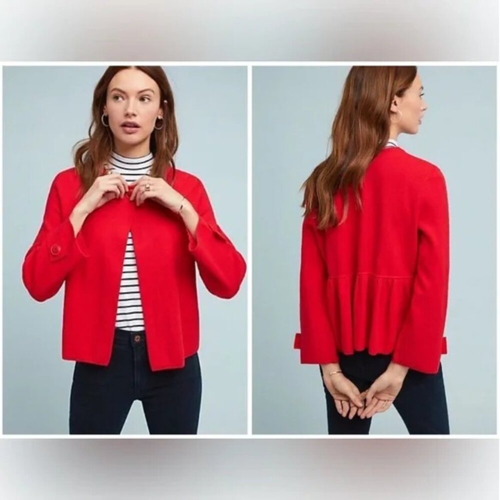 Anthropologie Jessalyn Knit Blazer in Red